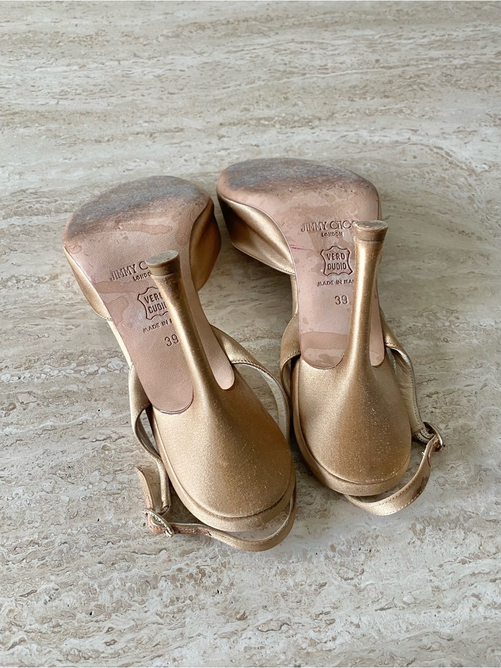 Vintage Jimmy Choo Satin Crystal Buckle Slingback Sandal Heels - Picture 12 of 13